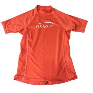 Oxbow Orange Short Sleeve Rash Guard Surf Shirt Size 02 Lightweight Nylon Blend